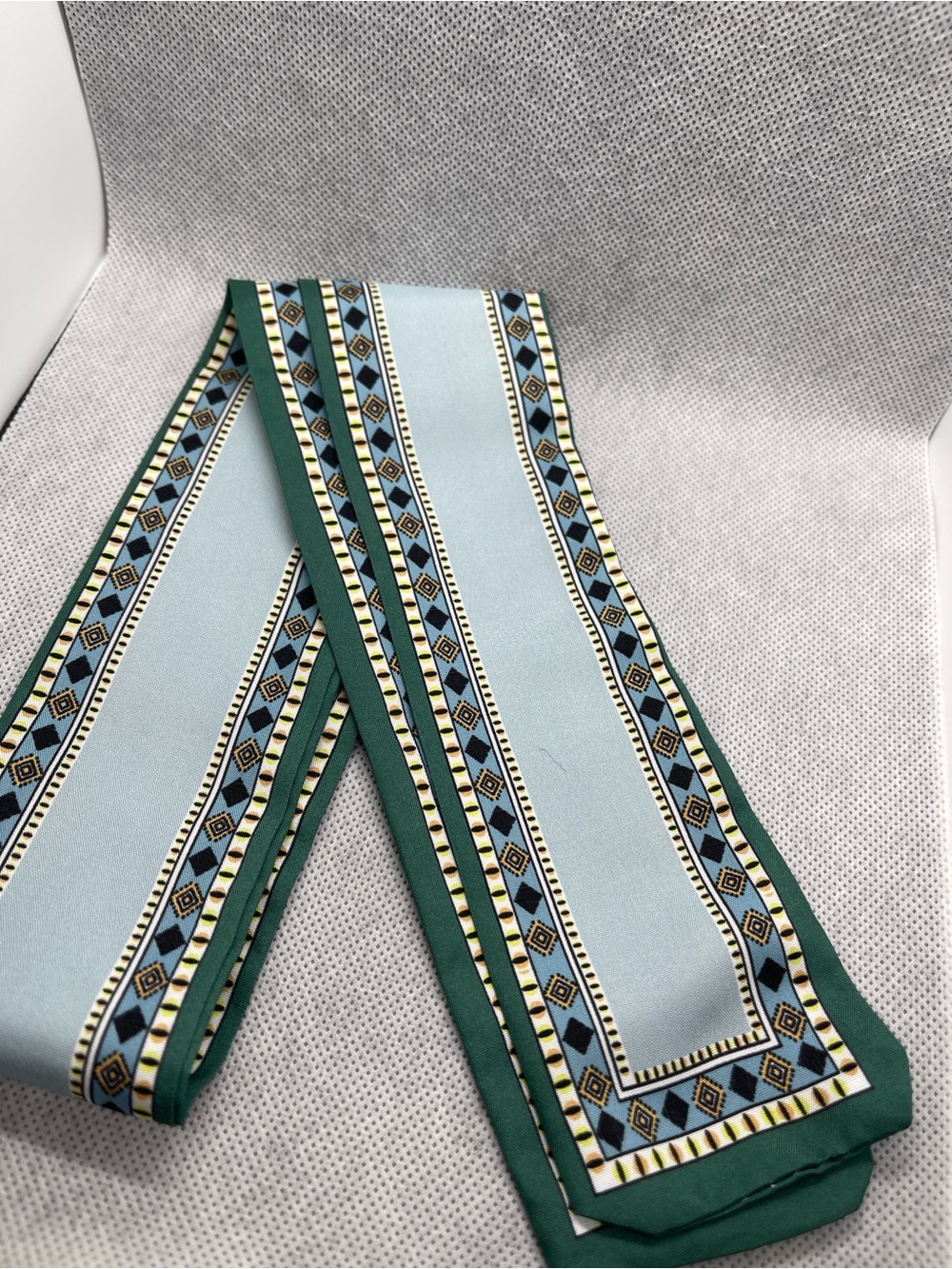 Women's Light Blue & Green Printed Scarf Belt